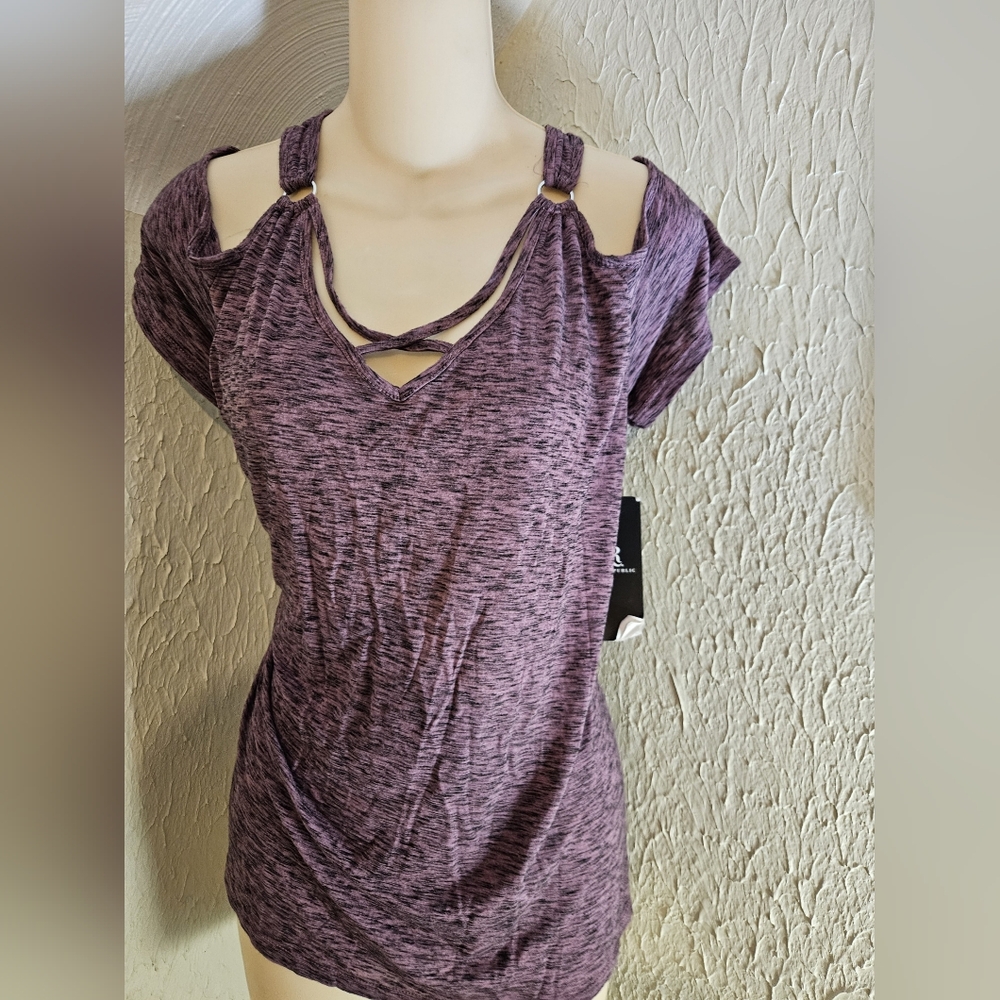 Rock & Republic Purple Cut-Out Blouse